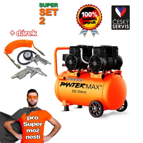 PANTERMAX Super tichý bezolejový kompresor AirFlow 56 SILENT SET2 PMAF56SI_S02