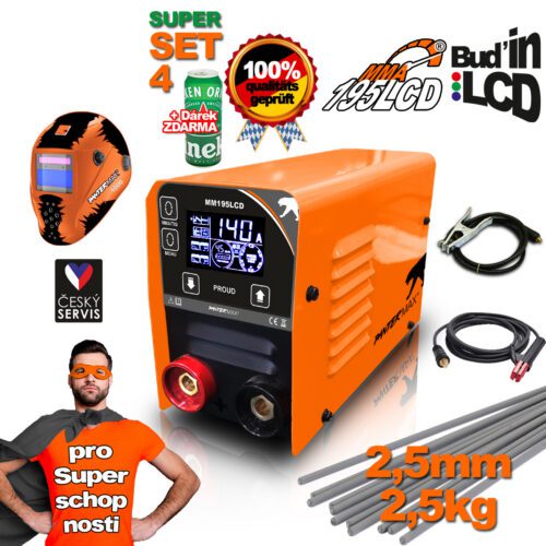 PANTERMAX Svářecí invertor MMA195LCD SET4 (MMA/TIG) PMMMA195LCD_S04