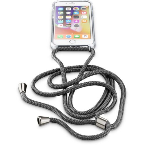 Transparentní zadní kryt Cellularline Neck-Case s černou šňůrkou na krk pro Apple iPhone 7/8/SE (202 NECKCASEIPH747K