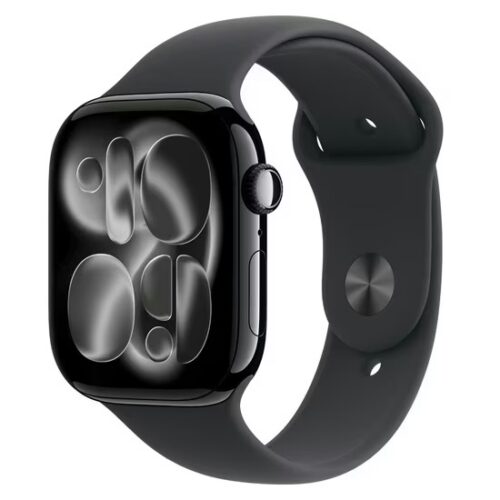 Apple Watch Series 11 46mm GPS (Stav A-) Klavírně černý hliník s černým sportovním řemínkem MNK43CS/A
