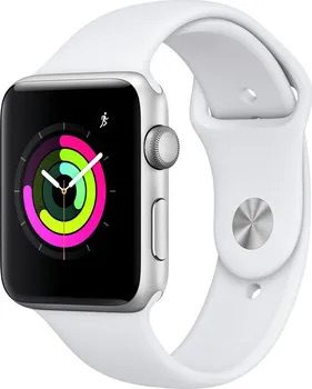 Apple Watch Series 3 38mm GPS (Stav A) Stříbrné s bílým sportovním řemínkem MRGE3QC/A