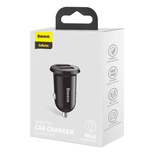 Baseus CCALLP-01 Grain Pro Nabíječka do Auta 2xUSB 4.8A Black 6953156202009 - Obrázek 8