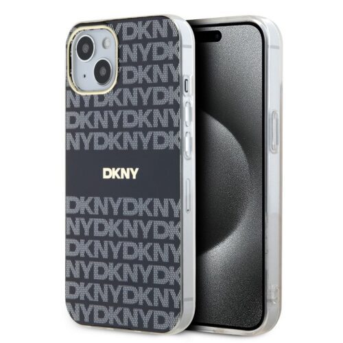 DKNY PC/TPU Repeat Pattern Tonal Stripe Magsafe Zadní Kryt pro iPhone 15 Black DKHMP15SHRHSEK