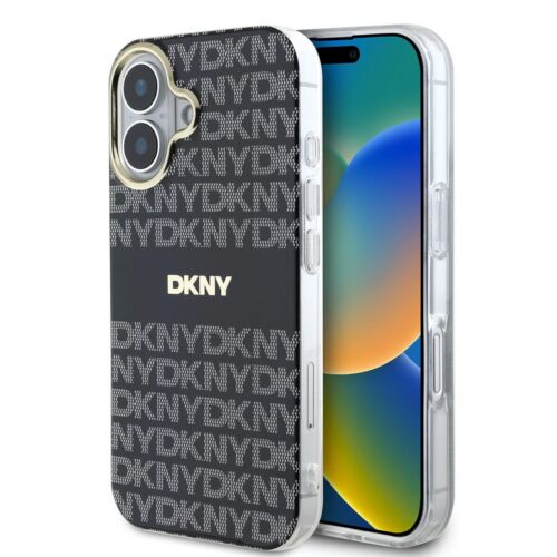 DKNY PC/TPU Repeat Pattern Tonal Stripe Magsafe Zadní Kryt pro iPhone 16 Black DKHMP16SHRHSEK
