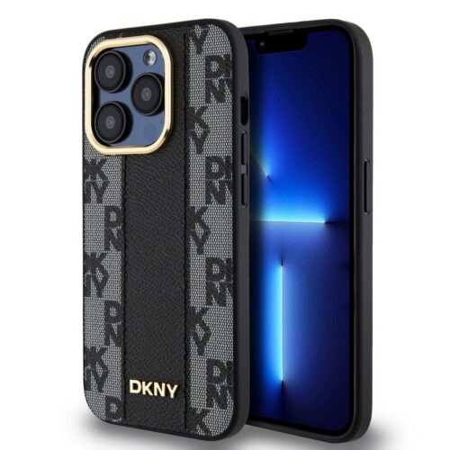 DKNY PU Leather Checkered Pattern Magsafe Zadní Kryt pro iPhone 15 Pro Black DKHMP15LPCPVSLK