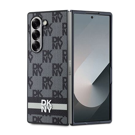 DKNY PU Leather Checkered Pattern and Stripe Zadní Kryt pro Samsung Galaxy Z Fold 6 Black DKHCZFD6PCPTSSK