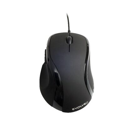EVOLVEO ML-507B/Ergonomická/Laserová/Pro praváky/1 600 DPI/Drátová USB/Černá ML-507B