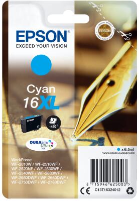 Epson Singlepack Cyan 16XL DURABrite Ultra Ink C13T16324012