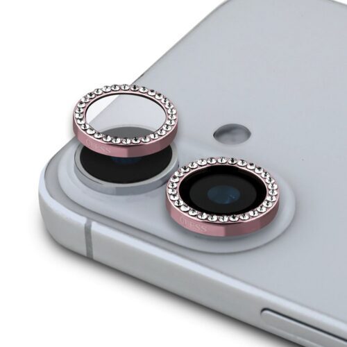 Guess Fixed Glitter Ochrana Čoček pro iPhone 16/16 Plus Pink GUCL162SGGP
