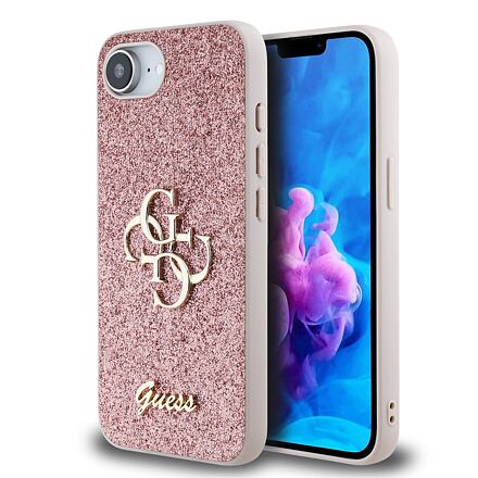 Guess PU Fixed Glitter 4G Metal Logo Zadní Kryt pro iPhone 16e/17e Pink GUHCPSE4HG4SGP