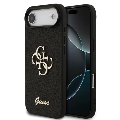 Guess PU Fixed Glitter 4G Metal Logo Zadní Kryt pro iPhone Air Black GUHCP17MHG4SGK