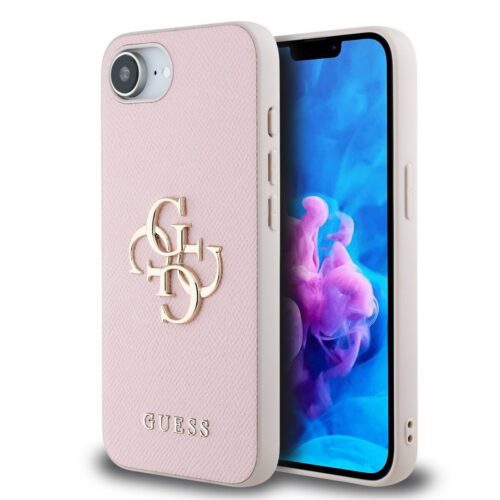 Guess PU Grained 4G Metal Logo Zadní Kryt pro iPhone 16e/17e Pink GUHCPSE4PGT4MBP