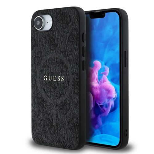 Guess PU Leather 4G Colored Ring MagSafe Zadní Kryt pro iPhone 16e/17e Black GUHMPSE4G4GFRK