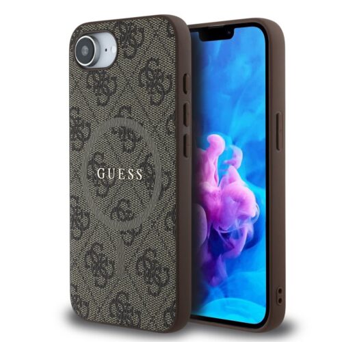 Guess PU Leather 4G Colored Ring MagSafe Zadní Kryt pro iPhone 16e/17e Brown GUHMPSE4G4GFRW