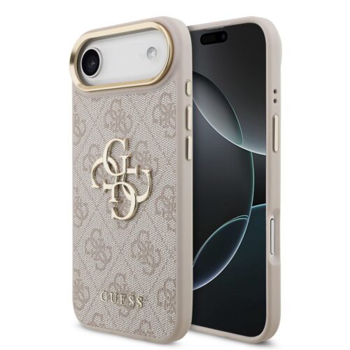 Guess PU Leather 4G Metal Logo Gold Frame Zadní Kryt pro iPhone Air Pink GUHCP17M4GMGCPI
