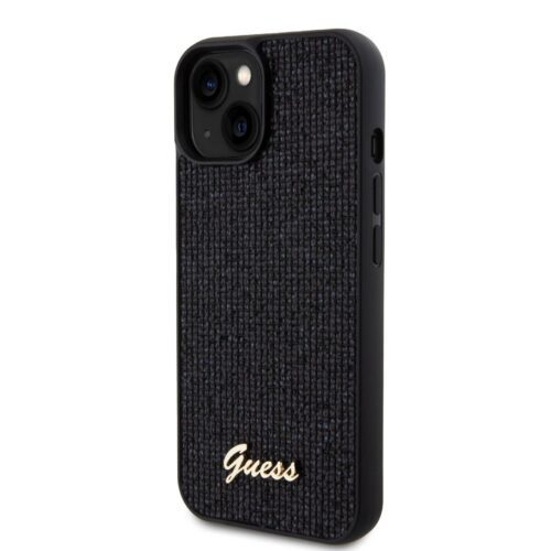 Guess PU Square Mirror Script Logo Zadní Kryt pro iPhone 15 Black GUHCP15SPMSDGSK