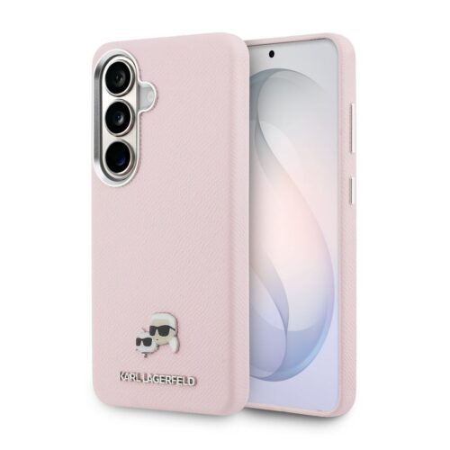 Karl Lagerfeld Grained PU Leather K&CH Heads Magnetic Zadní Kryt pro Samsung Galaxy S26 Pink KLHMS26S6PFKCLP