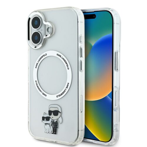 Karl Lagerfeld IML Karl and Choupette MagSafe Zadní Kryt pro iPhone 16 Transparent KLHMP16SHNKCIT