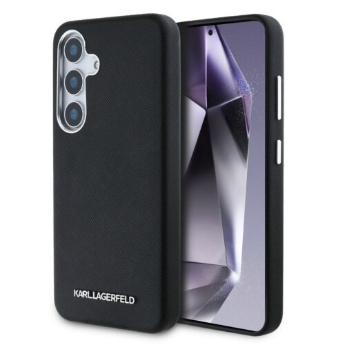 Karl Lagerfeld PU Saffiano Metal Logo and Frame Zadní Kryt pro Samsung Galaxy S25 Black KLHMS25SPSAFWMCK