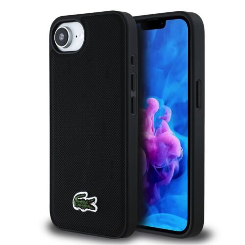 Lacoste Iconic Petit Pique Woven Logo MagSafe Zadní Kryt pro iPhone 16e/17e Black LCHMPSE4PVCK