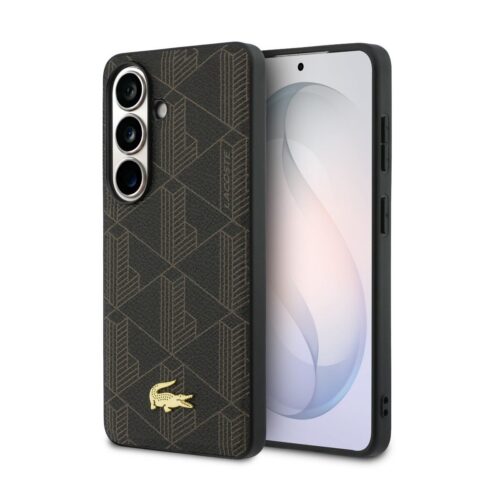 Lacoste PVC Blend Monogram Gold Logo Magnetic Zadní Kryt pro Samsung Galaxy S26+ Brown LCHMS26MPBSMW