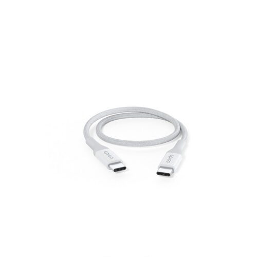 Opletený PD kabel Epico USB-C na USB-C 30 cm - bílý