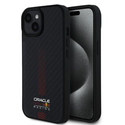 Red Bull Carbon Powerbar MagSafe Zadní Kryt pro iPhone 15 Black RBHMP15S24CFGSMK