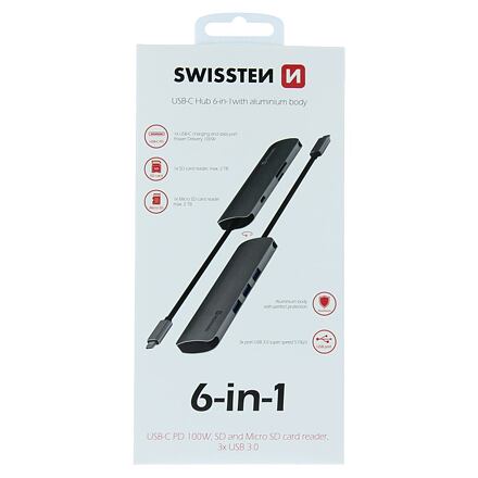 SWISSTEN USB-C HUB 6-IN-1 (USB-C PD
