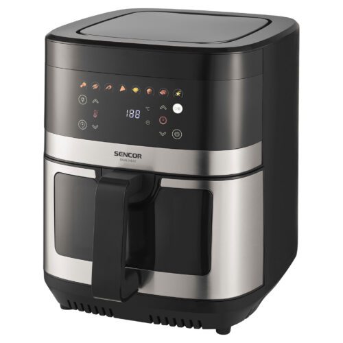 Sencor SFR 9100SS Horkovzdušná fritéza objem 9 l (až pro 6 osob) technologie Dual Heat - 2 topná tělesa pro rovnoměrné propečení bez otáčení