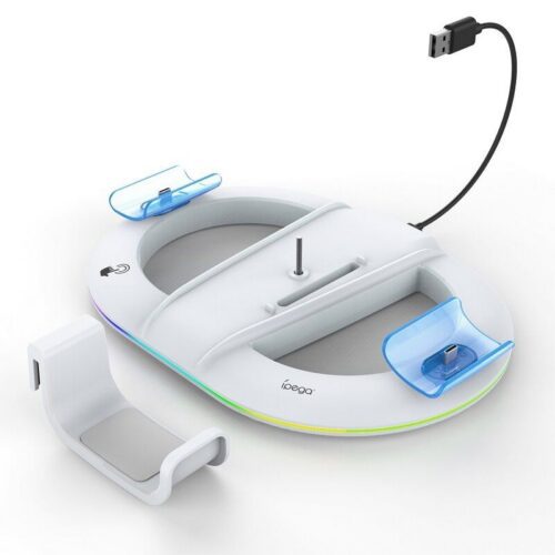 iPega P5S045 Vertikální Nabíjecí Stojan s RGB pro PS5 Slim/PS5 Pro White PG-P5S045