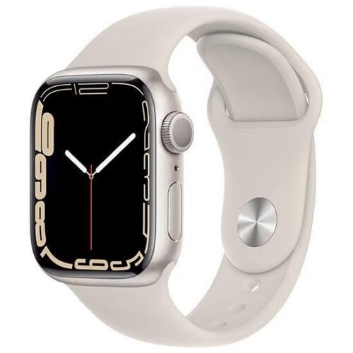 Apple Watch Series 7 45mm Cellular (Stav A/B) Stříbrné s béžovým sportovním řemínkem