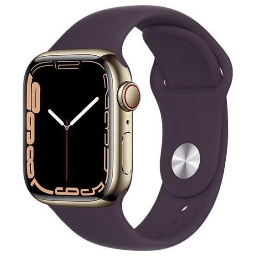 Apple Watch Series 7 45mm Cellular (Stav A/B) Zlatá nerezová ocel s tmavě modrým sportovním řemínkem - Obrázek 2