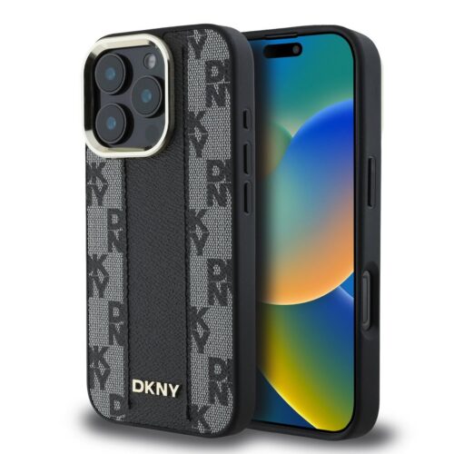 DKNY PU Leather Checkered Pattern Magsafe Zadní Kryt pro iPhone 16 Pro Max Black DKHMP16XPCPVSLK