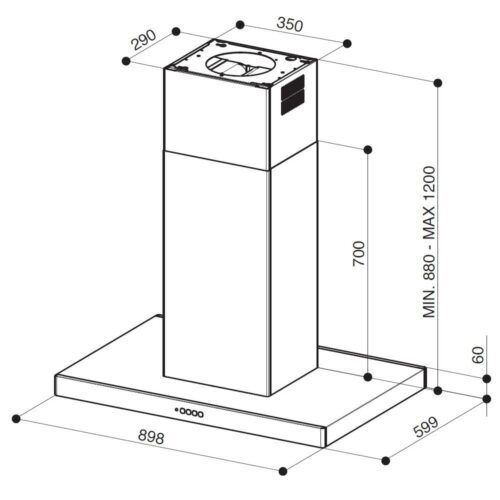 Faber STILO COMFORT ISOLA BK MATT A90 ostrůvková digestoř - Obrázek 2