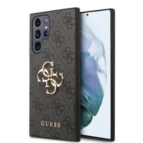 Guess PU 4G Metal Logo Zadní Kryt pro Samsung Galaxy S24 Ultra Grey GUHCS24L4GMGGR