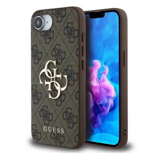 Guess PU 4G Metal Logo Zadní Kryt pro iPhone 16e/17e Brown GUHCPSE44GMGBR
