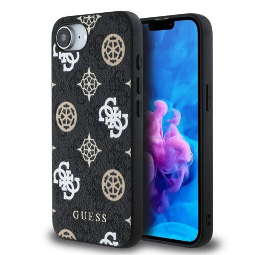 Guess PU 4G Peony MagSafe Zadní Kryt pro iPhone 16e/17e Black GUHMPSE4P4PWPK
