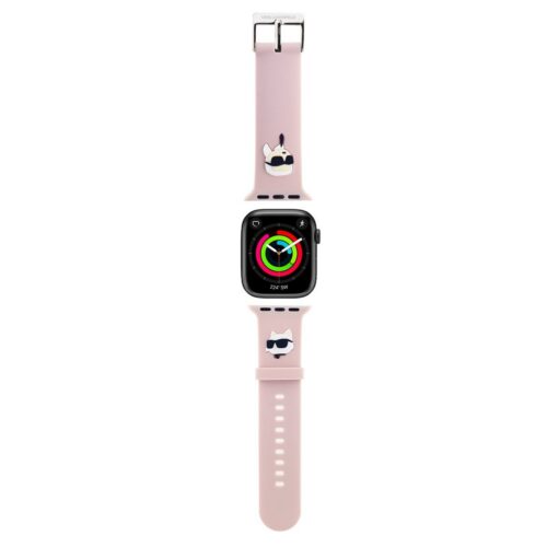 Karl Lagerfeld Karl and Choupette Head NFT Řemínek pro Apple Watch 42/44/45/49 Pink KLAWLSLKCNP