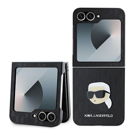 Karl Lagerfeld PU Saffiano Monogram Karl Head Zadní Kryt pro Samsung Galaxy Z Flip 6/7 FE Black KLHCZF6PGKSKIHK