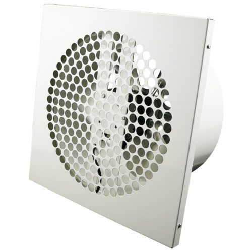 Průmyslový ventilátor nástěnný čtvercový se samotížnou mřížkou Ø 310 mm