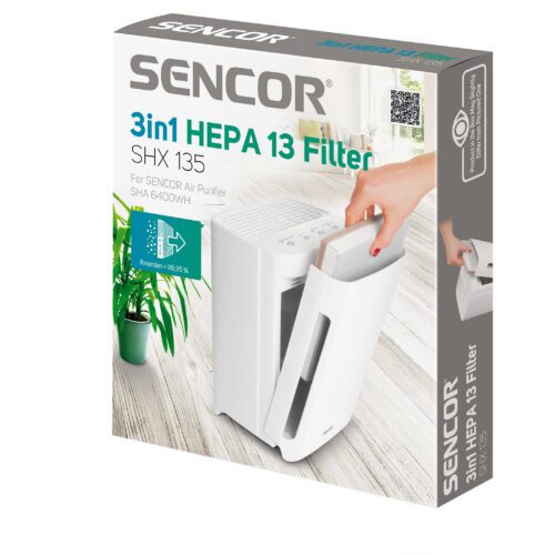 Sencor SHX 135 HEPA 13 Filtr 3 v 1 Předfiltr:  zachytává částečky prachu a alergeny