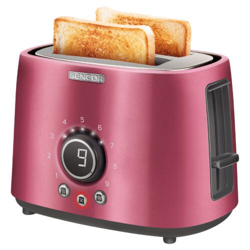 Sencor STS 6054RD Elektrický topinkovač 2 otvory pro opékání dvou toastů (délka 135 mm) Prémiový metalický vzhled