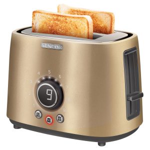 Sencor STS 6057CH Elektrický topinkovač 2 otvory pro opékání dvou toastů (délka 135 mm) Prémiový metalický vzhled