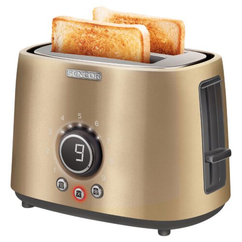 Sencor STS 6057CH Elektrický topinkovač 2 otvory pro opékání dvou toastů (délka 135 mm) Prémiový metalický vzhled