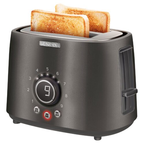Sencor STS 6058BK Elektrický topinkovač 2 otvory pro opékání dvou toastů (délka 135 mm) Prémiový metalický vzhled