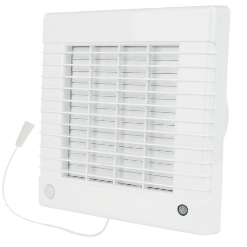 Ventilátor do koupelny s automatickou žaluzií a tahovým spínačem Ø 100 mm