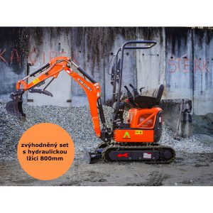 BAUGARDEN AKCE Minibagr BG1260.12 CX PRO II Kubota zvýhodněný set s hydraulickou lžíci 800mm 8001BG126012CXPROIISET03