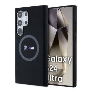 BMW M Printed Round and Logo Magsafe Silikonový Kryt pro Samsung Galaxy S24 Ultra Black BMHMS24L23SROK