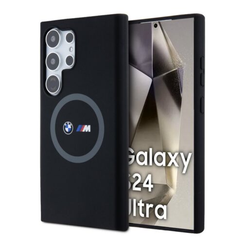 BMW M Printed Round and Logo Magsafe Silikonový Kryt pro Samsung Galaxy S24 Ultra Black BMHMS24L23SROK