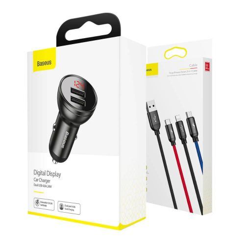 8A 24W s displejem + 3v1 kabel černá 6953156215405